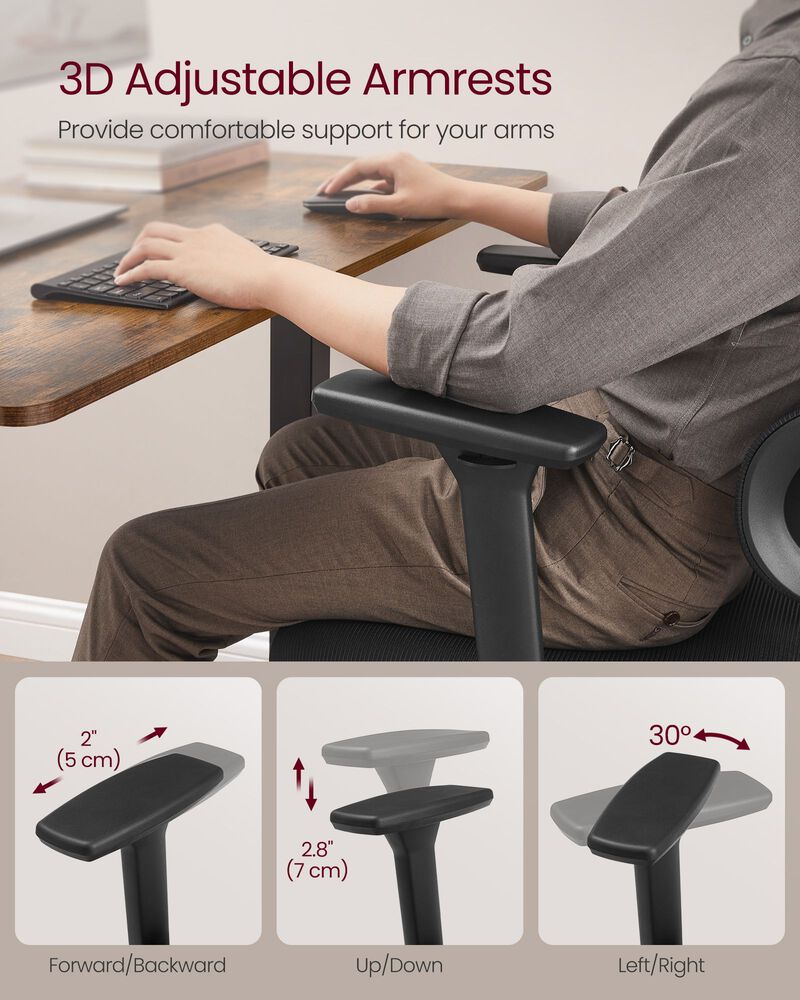 Adjustable Ergonomic Office Chair with Headrest and Armrests for Maximum Comfort