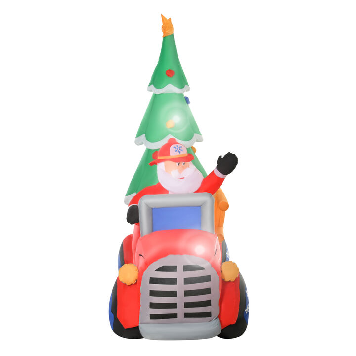 7.5ft Christmas Holiday Yard Inflatable Blow Up Santa Fire Truck w/ Tree & LED