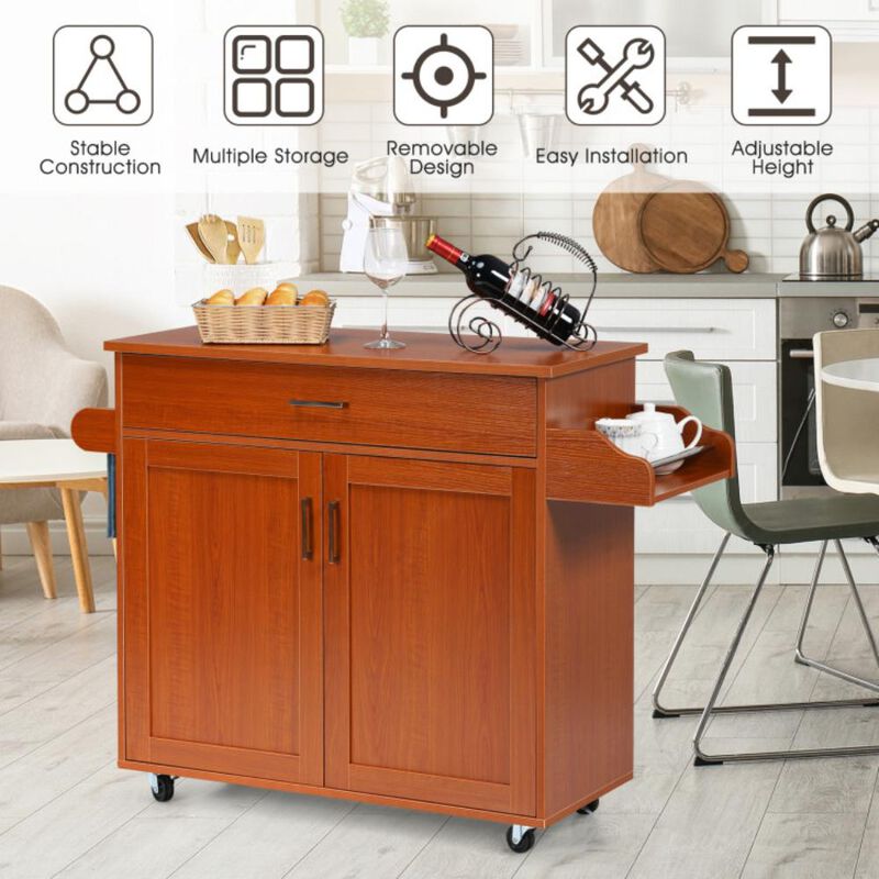Hivvago Rolling Kitchen Island Cart with Towel and Spice Rack