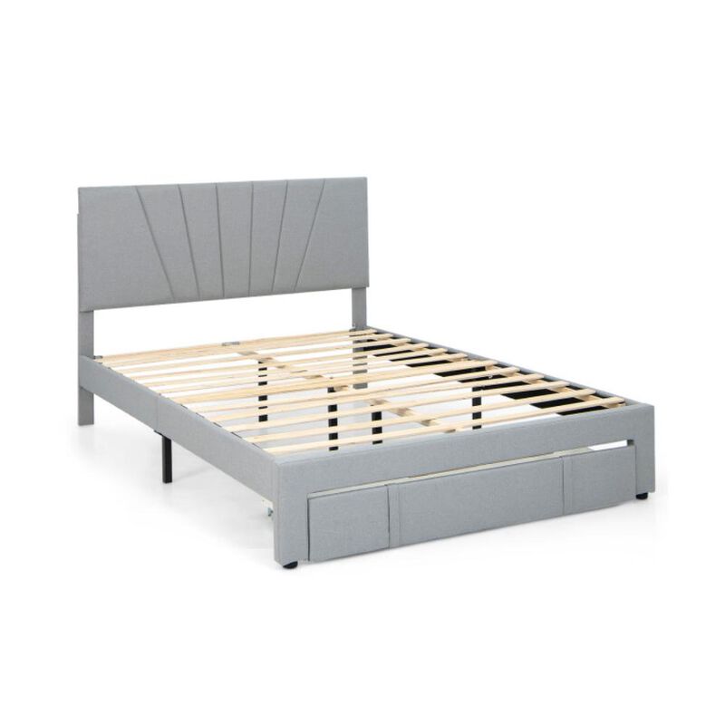 Hivvago Upholstered Bed Frame with Drawer and Adjustable Headboard
