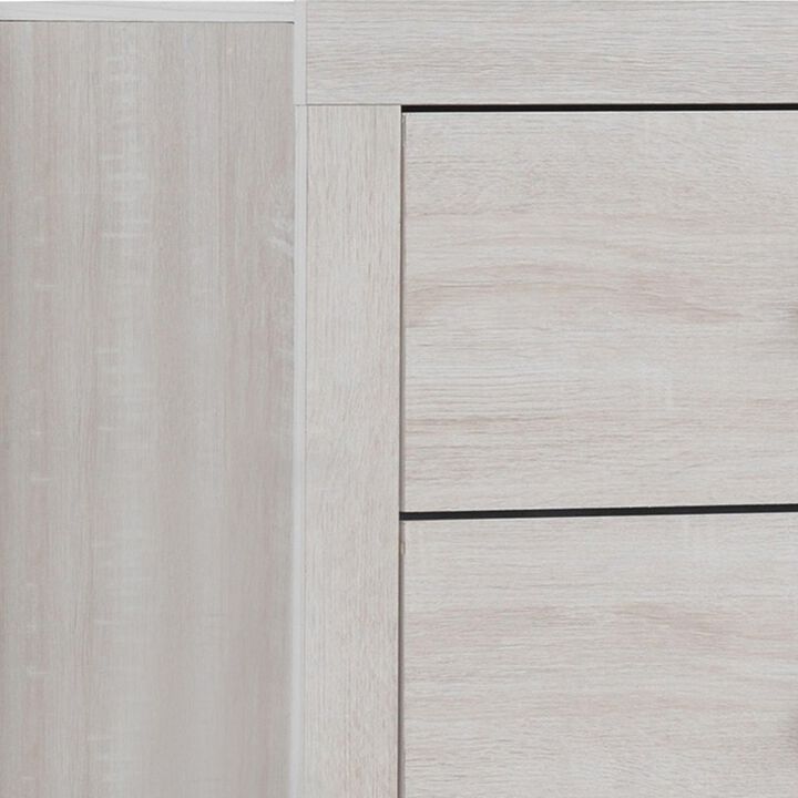 Chest with 5 Drawers and Metal Bar Pulls, White-Benzara