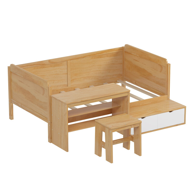 Merax Multi-functional Daybed Bed with Study Desk and 1 Stool