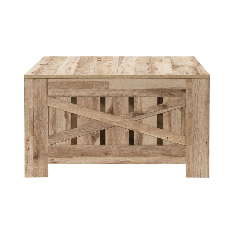 31.5 in. Farmhouse Square Coffee Table with Open Storage for Living Room
