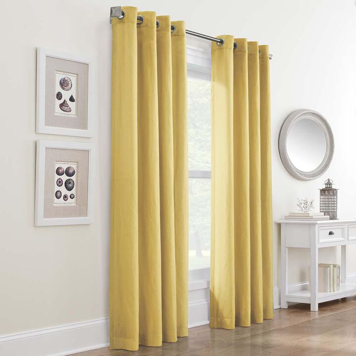 Habitat Harmony Light Filtering Crinkled Texture on Supple Drapeable Flowing Fabric Grommet Curtain Panel 52" x 84" Yellow