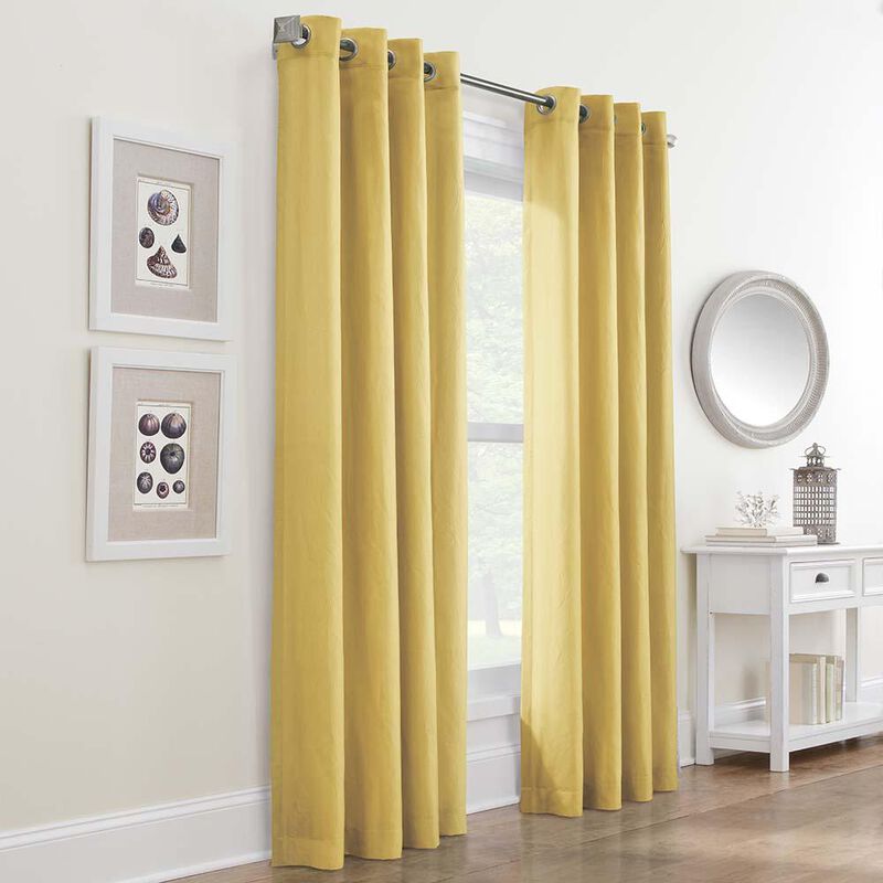Habitat Harmony Light Filtering Crinkled Texture on Supple Drapeable Flowing Fabric Grommet Curtain Panel 52" x 84" Yellow