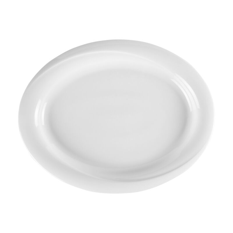 Porcelain X-tanbul 15.25" x 12" x h:1.5" Oval White Porcelain Platter
