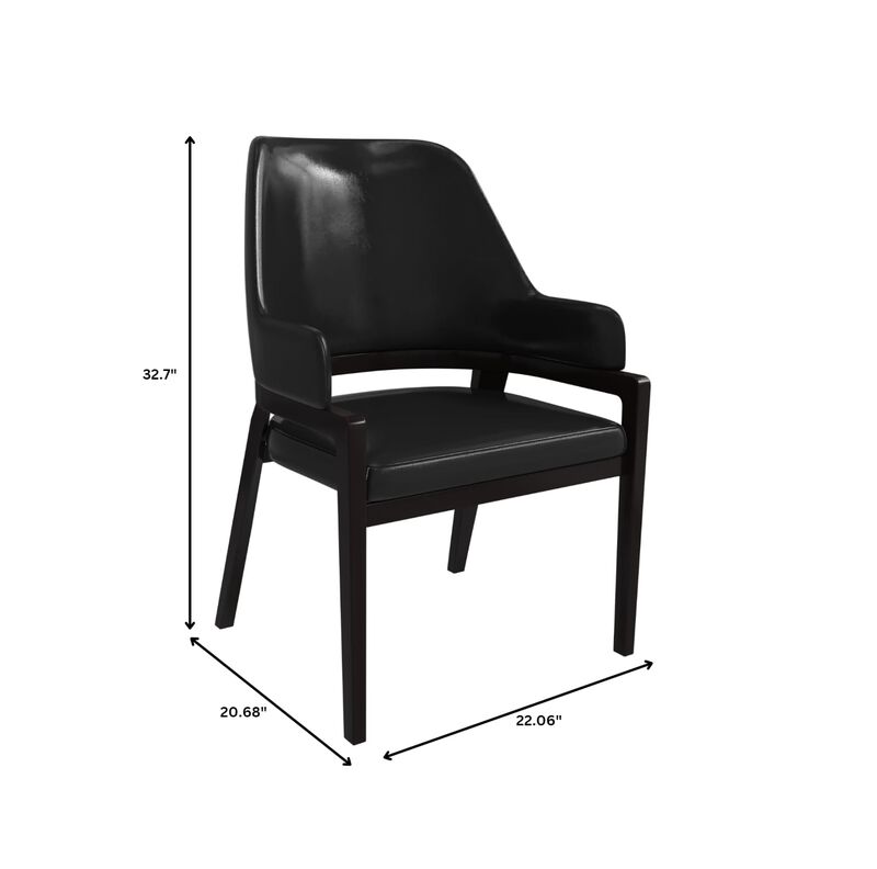 Leisuremod Ethora Collection Modern Wooden Dining Chair in Black Fabric Seat With white top