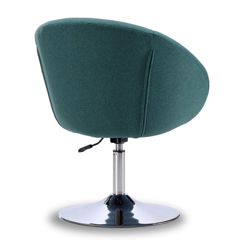 Hopper Sky Blue and Polished Chrome Twill Adjustable Height Chair - Benzara