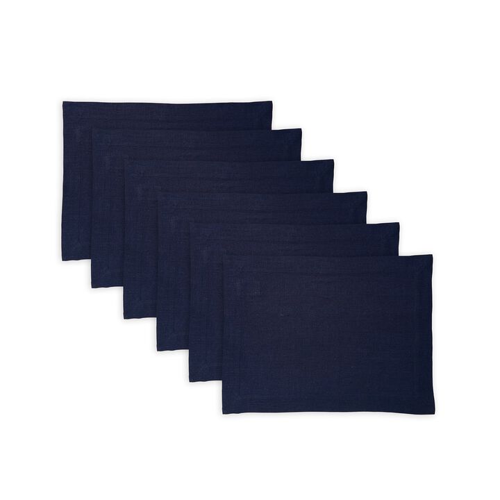 Solino Home 100% Pure Linen Placemats  Set of 6, 14 x 19 Inch | Sonoma