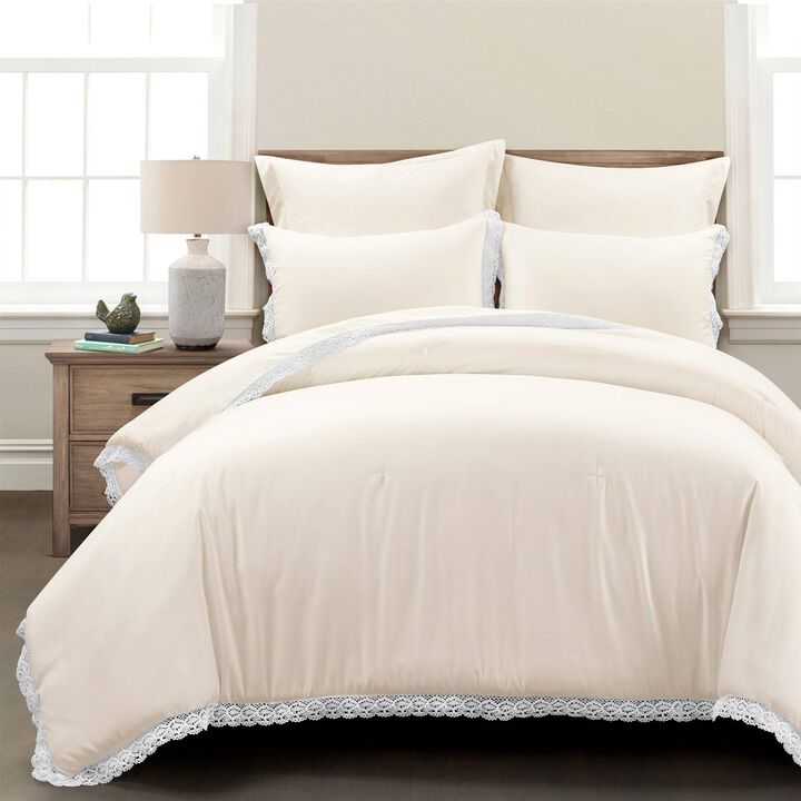 Soft 5-Piece French Country Comforter Set – Lace Trim Detail for a Cozy, Elegant Bedroom