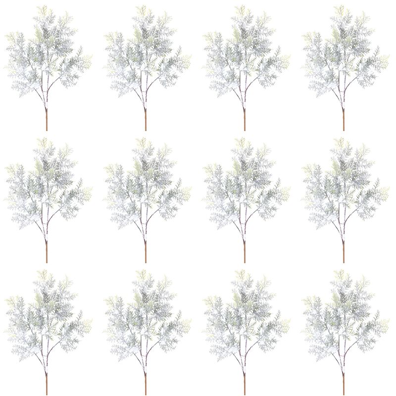 Set of 12 Flocked Cedar Branches for Christmas and Seasonal Decor