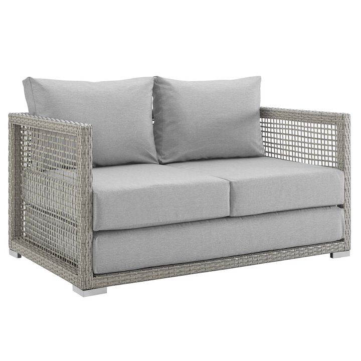 Aura 3 Piece Outdoor Patio Wicker Rattan Set - Gray Gray