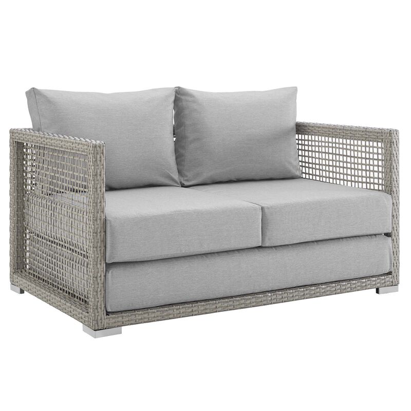 Aura 3 Piece Outdoor Patio Wicker Rattan Set - Gray Gray