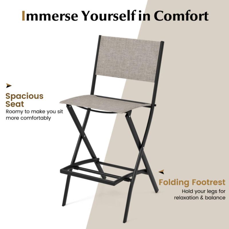 Hivvago Folding Bar Stools Set of 2 Backrest Humanized Footrest