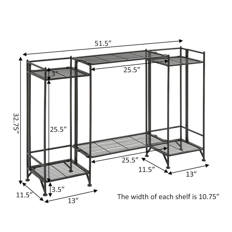 Convenience Concepts Xtra Storage 2 Tier Tall Folding Metal Shelves with Set of 2 Extension Shelves