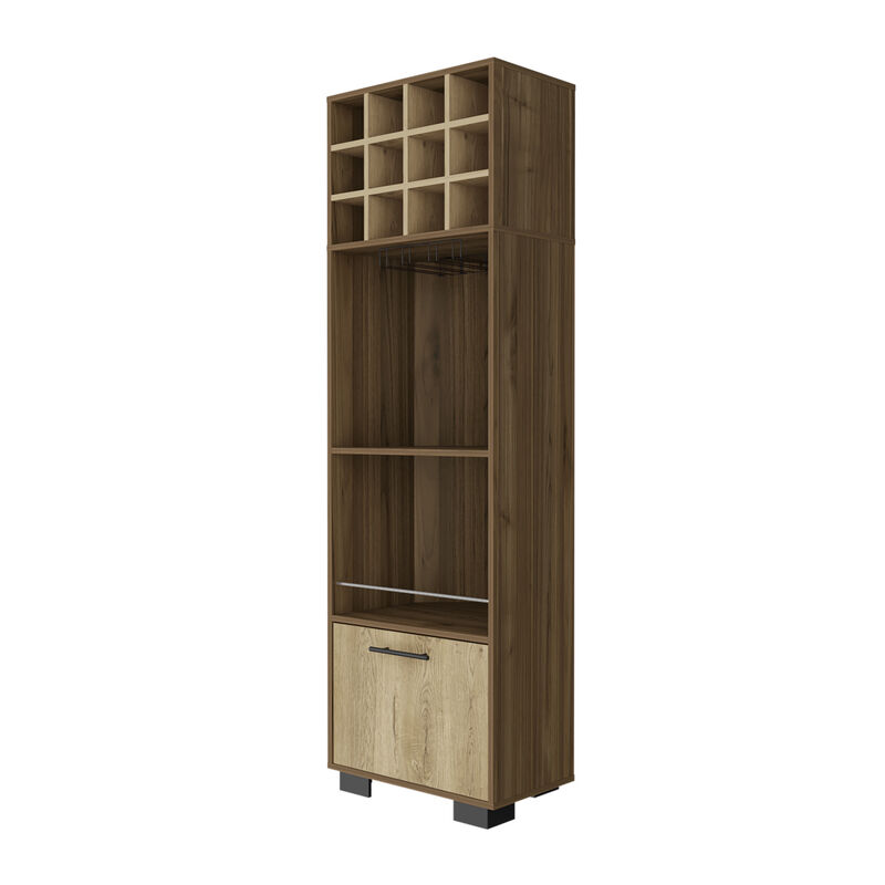 Jackson 12-Bottle 2-Shelf 1-Drawer Bar Cabinet Mahogany And Macadamia