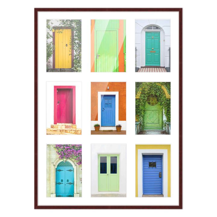 14.5x20.5 Wood Collage Frame with White Mat For 9 4x6 Pictures