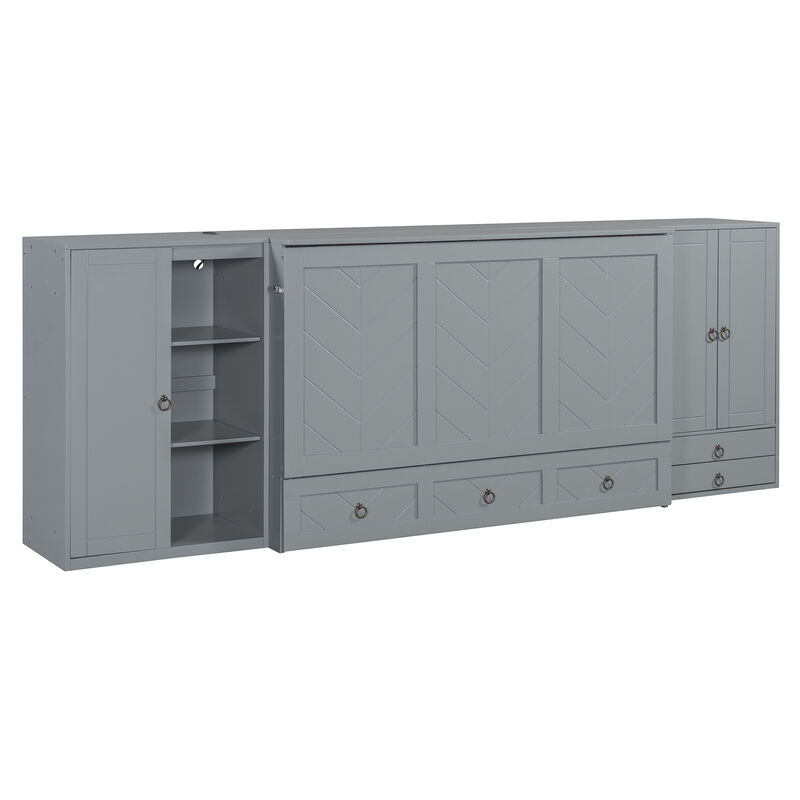 Merax Murphy Bed with USB Port and Wardrobe