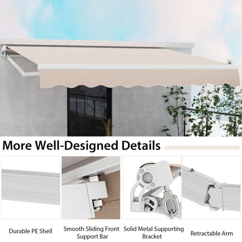 Hivvago Outdoor Manual Retractable Awning Cover Shelter Patio Sun Shade