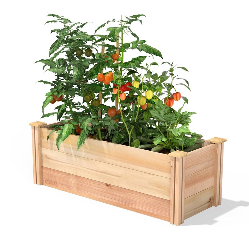 QuikFurn 48 in x 16 Premium Cedar Wood Raised Garden Bed - Made in USA