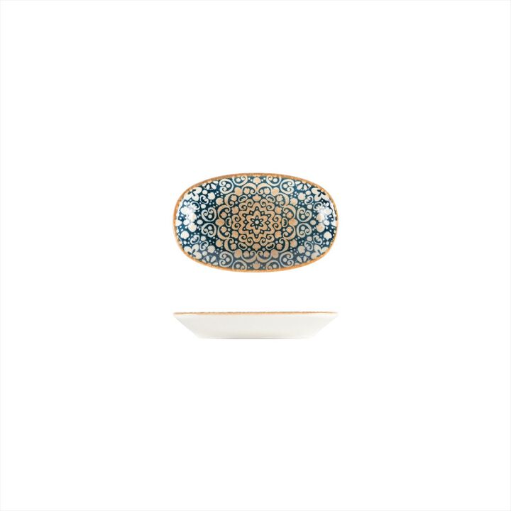 Alhambra 6" x 3.5" x h:0.75" Oval Decorated Porcelain Platter (Set of 2)