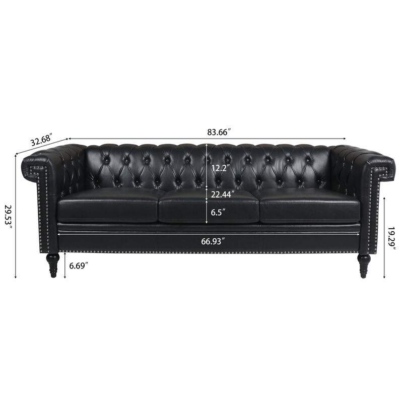 Traditional Square Arm Removable Cushion 3 Seater Sofa