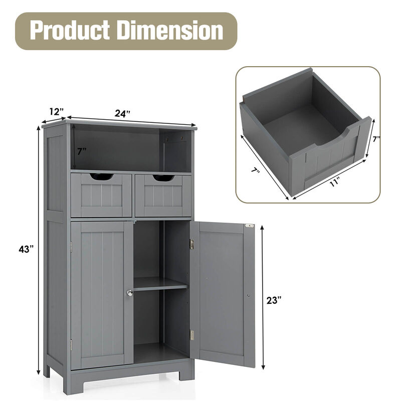 Bathroom Wooden Side Cabinet  with 2 Drawers and 2 Doors