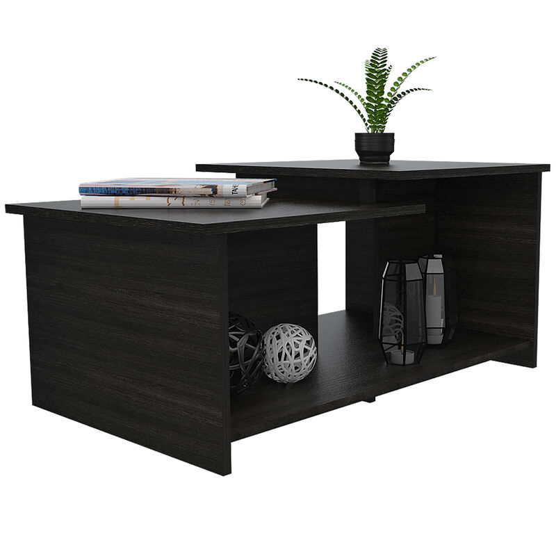 DEPOT E-SHOP Leanna 3 Coffee Table, Lower Open Shelf, Black