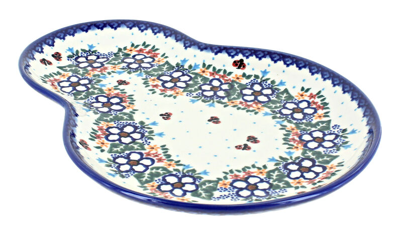 Blue Rose Polish Pottery Aztec Flower Breakfast Plate