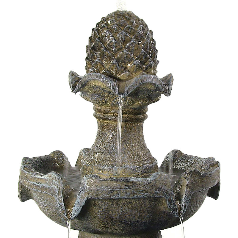 Sunnydaze Pineapple Polyresin Outdoor 2-Tier Solar Fountain with Battery