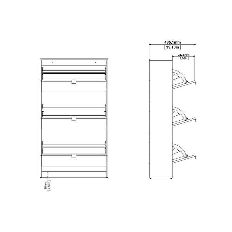Tvilum Bright 3 Drawer Shoe Cabinet, White