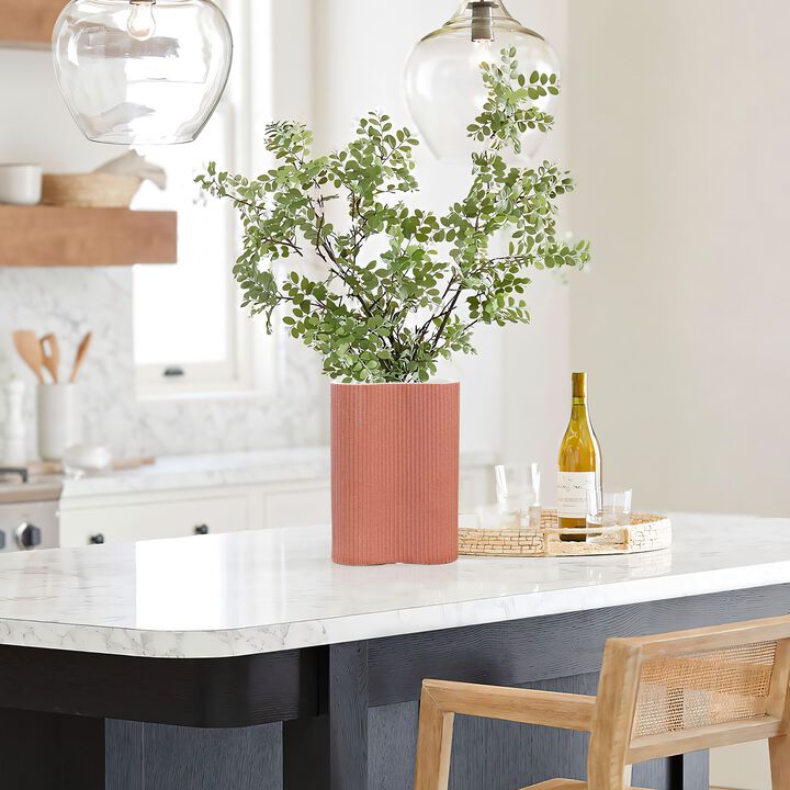 LuxenHome Brown Ceramic 9.65-Inch Tall Vase