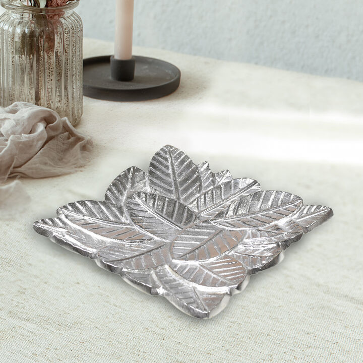 Handmade Decorative Bronze Color Coated 6.88 x 6.88 x 0.78 Inches Aluminium Tray 043AB BBH Home's