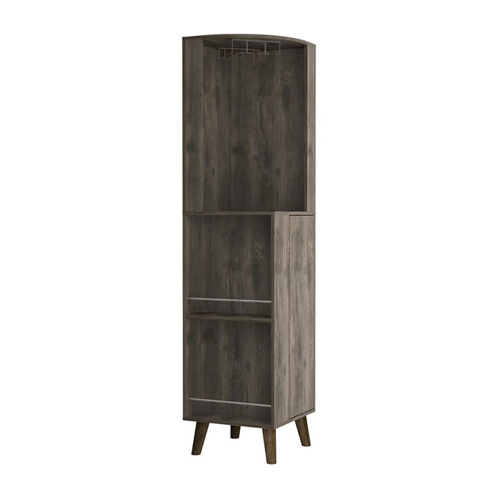 DEPOT E-SHOP Jaipur Corner Bar Cabinet, Two External Shelves, One Drawer, Two Interior Shelves, Dark Brown