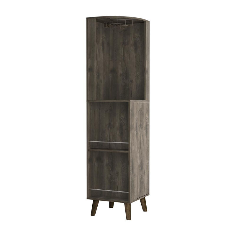 DEPOT E-SHOP Jaipur Corner Bar Cabinet, Two External Shelves, One Drawer, Two Interior Shelves, Dark Brown