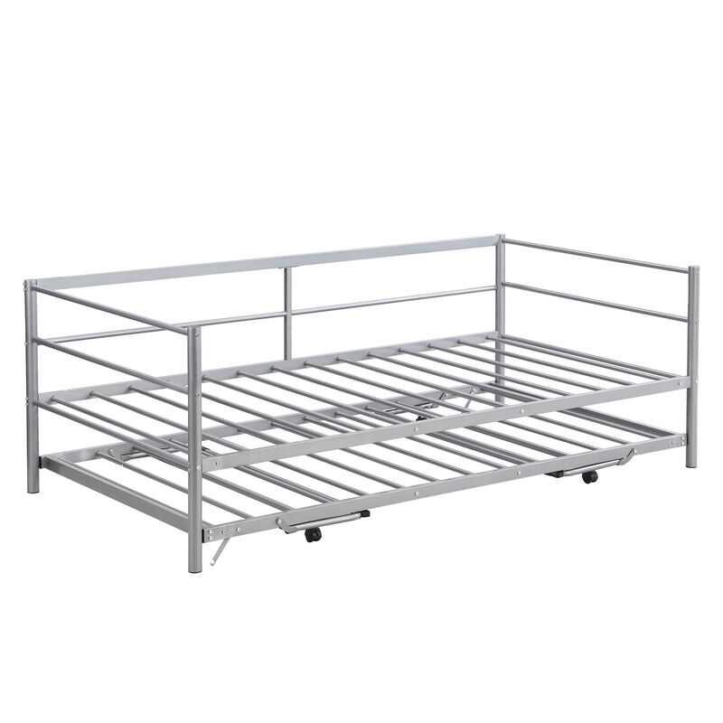 Merax Metal Daybed Bed with Pop Up Trundle