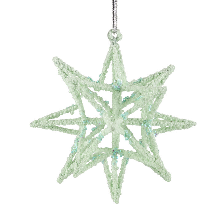 6.75" Light Green Starburst Christmas Ornament