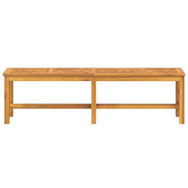 vidaXL Brown Patio Bench, 59.1" Solid Acacia Wood Farmhouse Style, Fishbone Patterned Slats, Durable Outdoor Garden and Terrace Bench, Assembly Required