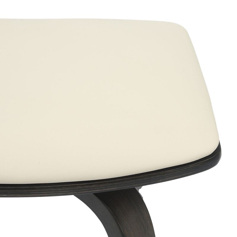 LeisureMod Pelya Wooden Counter Stool Square Seat Modern Style in Brown