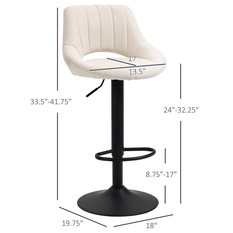 Cream White Bar Set: 4 Modern Swivel Barstools with Adjustable Height