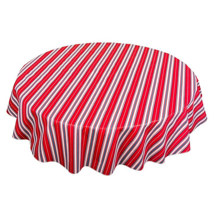 Carnation Home Fashions "Patriotic Stripe" Vinyl Flannel Backed Tablecloth - 60x60", Red/White/Blue