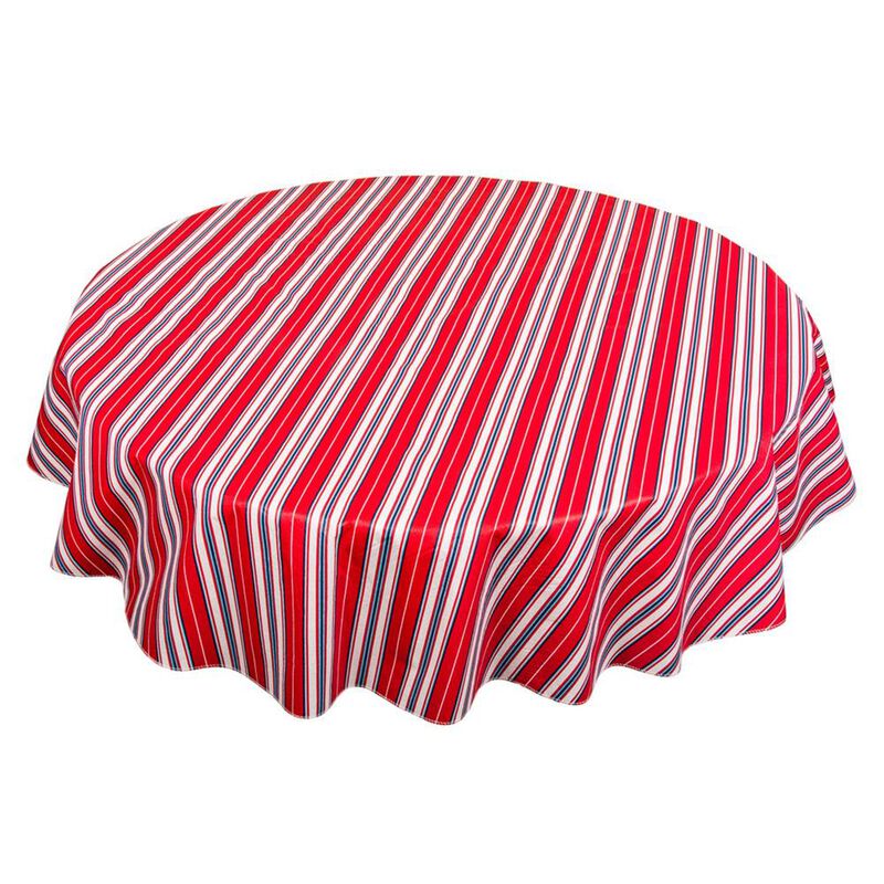 Carnation Home Fashions "Patriotic Stripe" Vinyl Flannel Backed Tablecloth - 60x60", Red/White/Blue