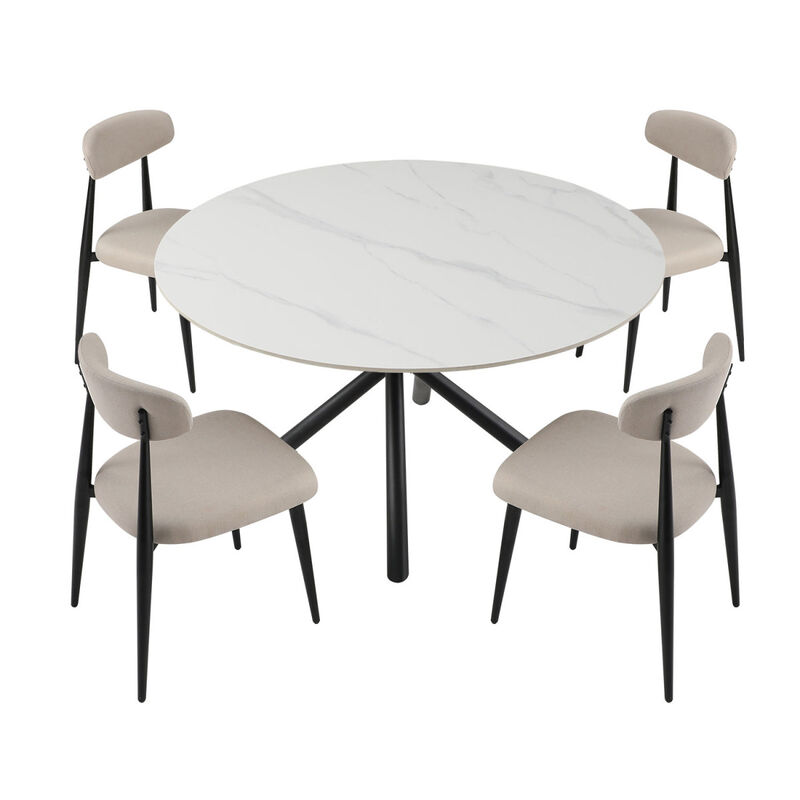 Dining Chairs Set Of 4, Upholstered Chairs With Metal Legs For Kitchen Dining Room Light Grey