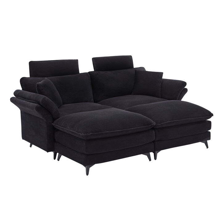 Merax Deep Seat Corduroy Upholstered Sectional Sofa