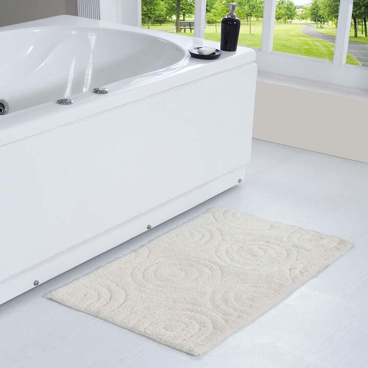 Knightsbridge Beautiful Circle Design Premium Quality Year Round Cotton With Non-Skid Back Bath Rug