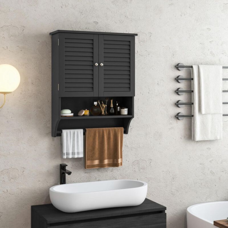 Hivvago 2-Doors Bathroom Wall-Mounted Medicine Cabinet with Towel Bar
