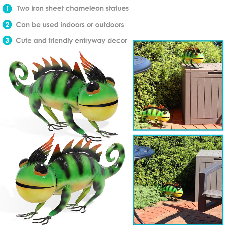 Sunnydaze Greg the Green Chameleon Indoor and Outdoor Metal Statue - 8.5 in