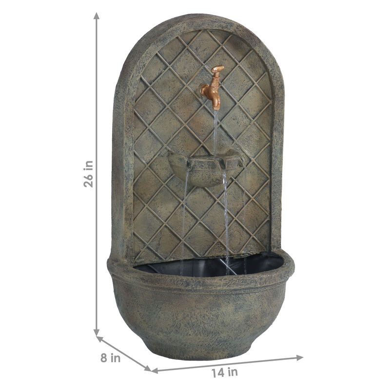 Sunnydaze Messina Polystone Outdoor Wall Fountain