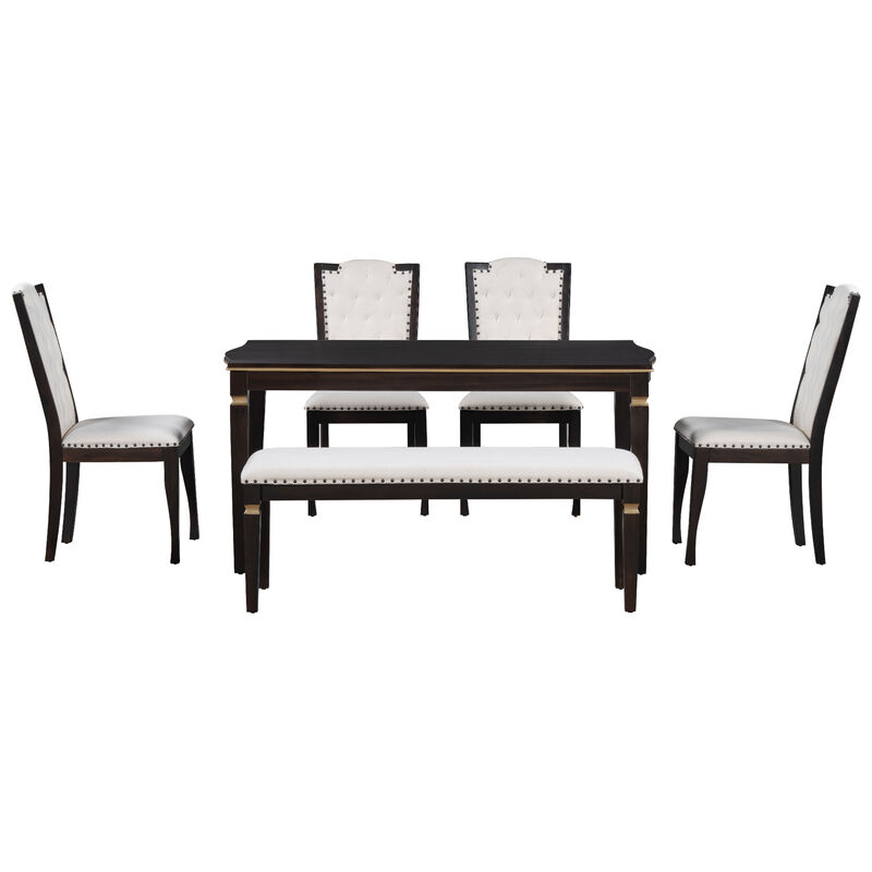Merax 6-Piece Dining Table Chairs Bench Set