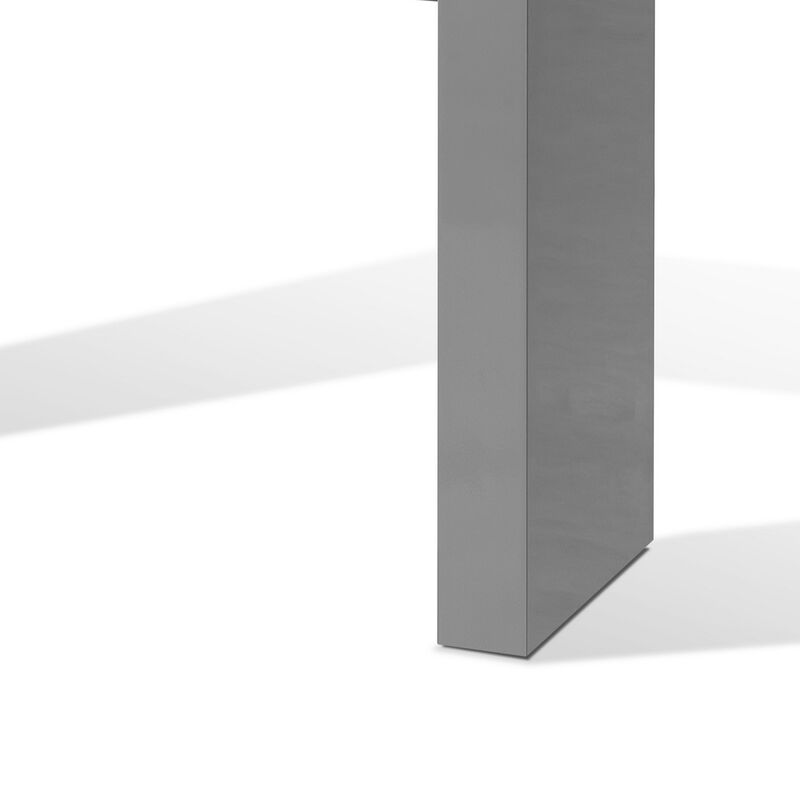 Libi 47 Inch Console Table, Minimalist Rectangular Top, Lacquered Gray - Benzara